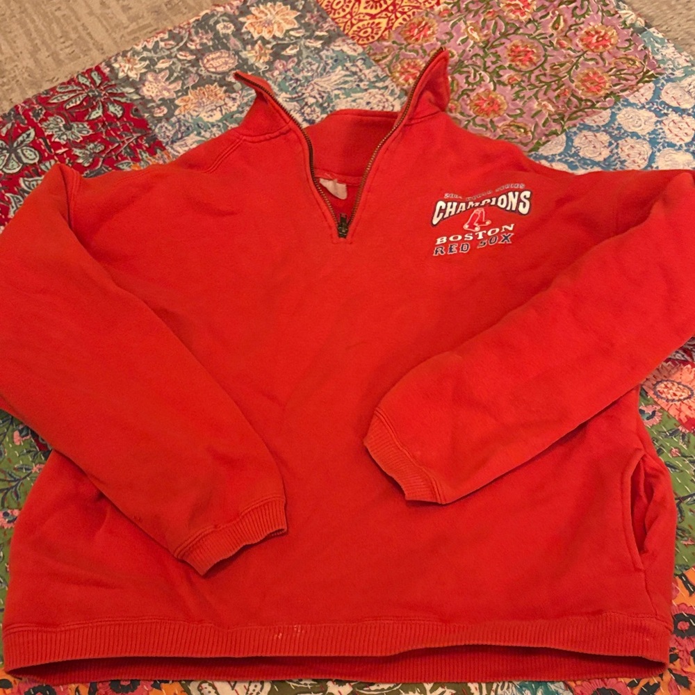 Boston Red Sox Red Quarter Zip Sweatshirt with Pockets